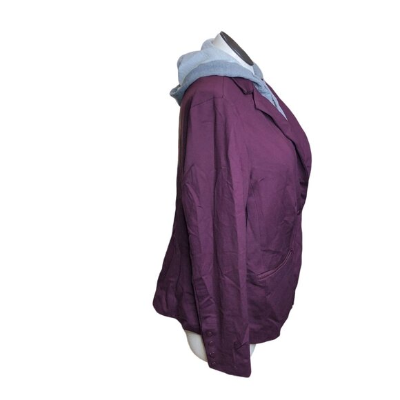 Torid Jacket Layered Hoody Burgundy Gray Stretch Womens 2 Zippered Pockets Darts - Picture 11 of 16